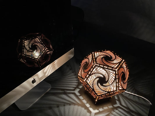 Hexagonal wooden nightlight in 7 different designs