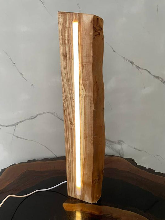 Natural wooden nightlight from chestnut slab