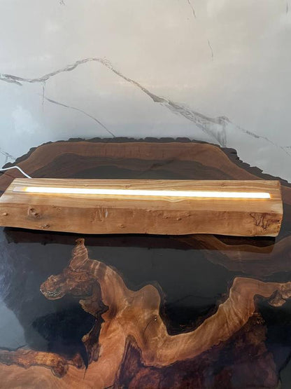 Natural wooden nightlight from chestnut slab