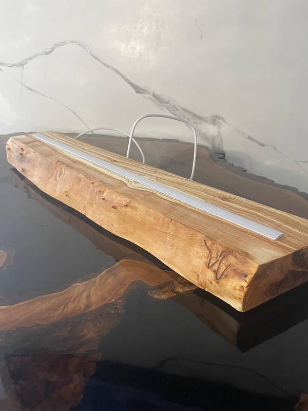 Natural wooden nightlight from chestnut slab