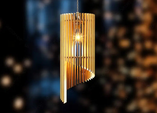 Creative wooden pendant light in cylindrical shape