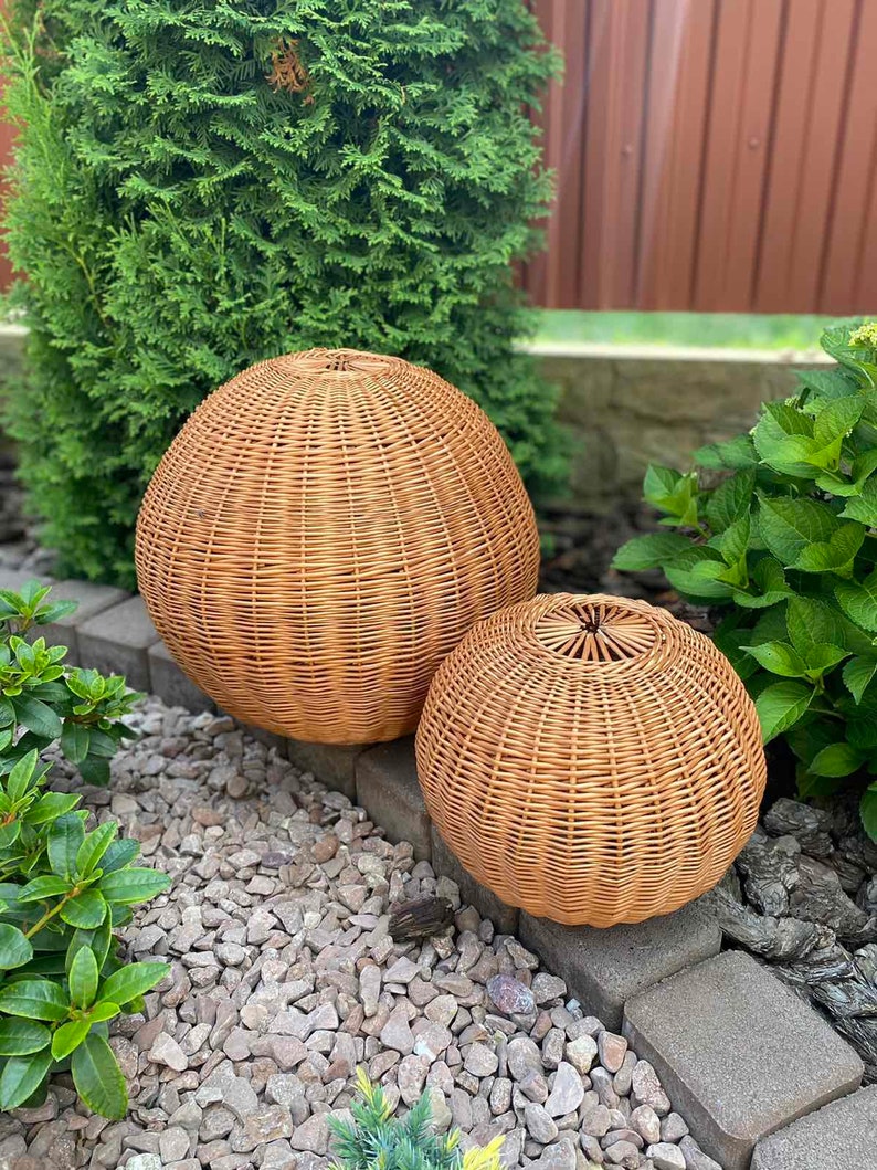 Globe Lampshade Wicker Rattan Lampshade Boho Style Round